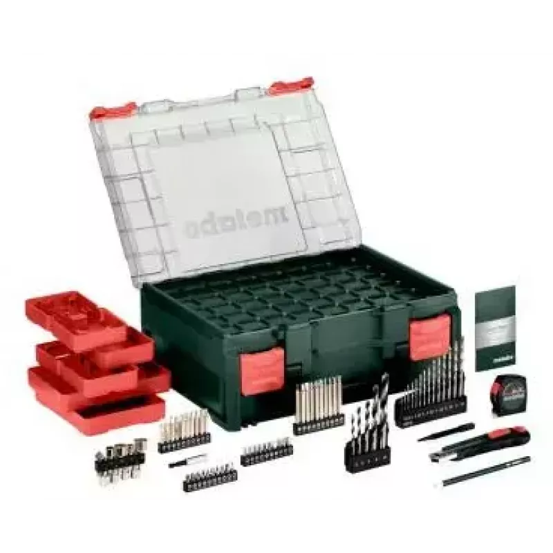 Metabo BS 18 Set 602207710 taladro atornillador inalámbrico, 18 V, 2 baterías Li-Ion de 2,0 Ah, maletín + 74 accesorios, verde/negro