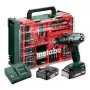 Metabo BS 18 Set 602207710 taladro atornillador inalámbrico, 18 V, 2 baterías Li-Ion de 2,0 Ah, maletín + 74 accesorios, verde/negro