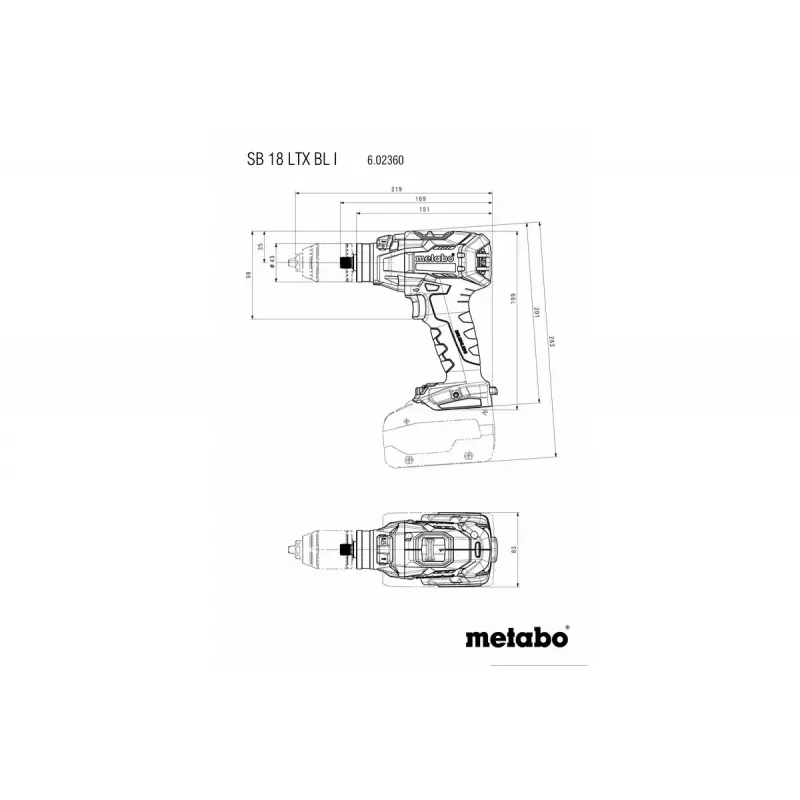 Taladro de empuñadura de pistola Metabo SB 18 LTX BL I