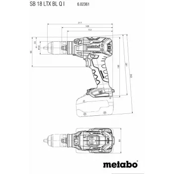 Atornillador de impacto Metabo 602361840, par: 130 N⋅m, peso: 2,4 kg