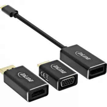 Convertidor de pantalla USB InLine Set 6 en 1, 4K/60Hz negro
