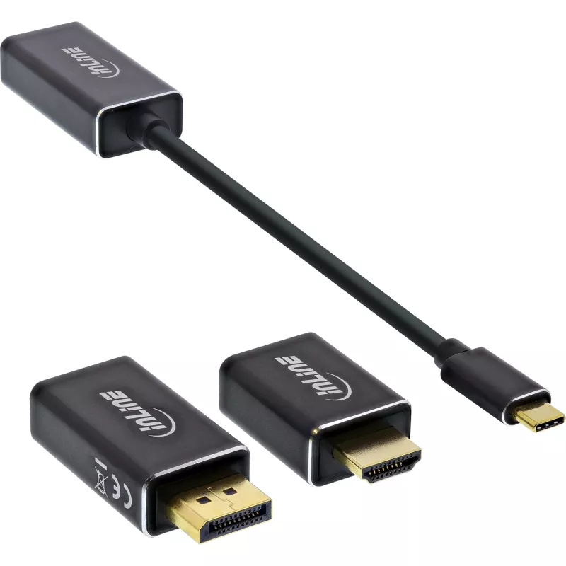 Convertidor de pantalla USB InLine Set 6 en 1, 4K/60Hz negro