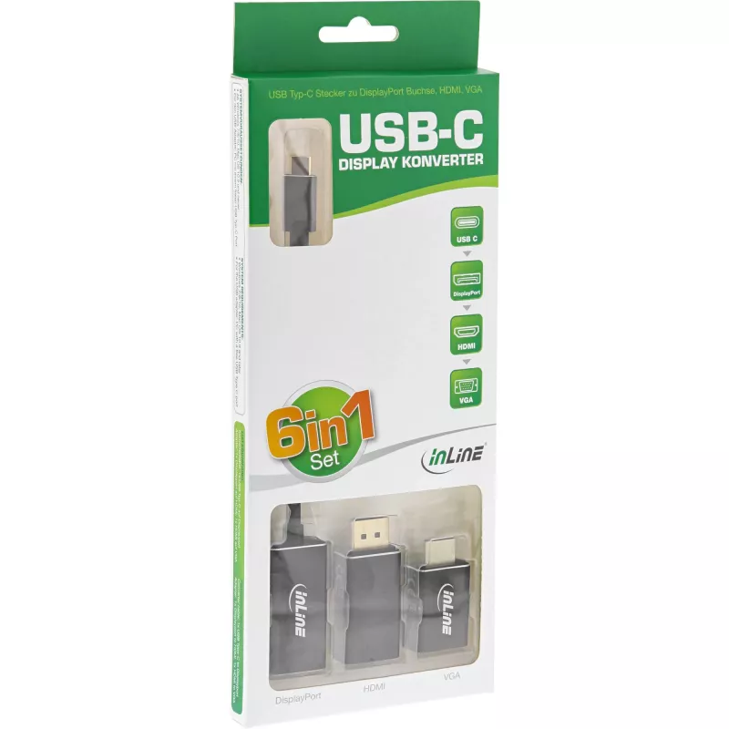 Convertidor de pantalla USB InLine Set 6 en 1, 4K/60Hz negro