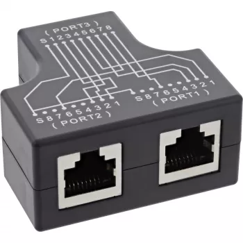 Adaptador en T InLine Cat.5e STP de conector hembra RJ45 a 2x conector hembra RJ45 negro