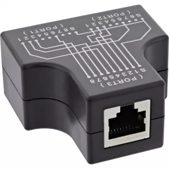 Adaptador en T InLine Cat.5e STP de conector hembra RJ45 a 2x conector hembra RJ45 negro