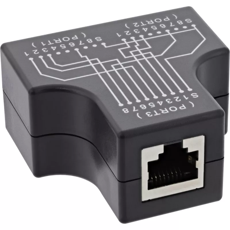 Adaptador en T InLine Cat.5e STP de conector hembra RJ45 a 2x conector hembra RJ45 negro