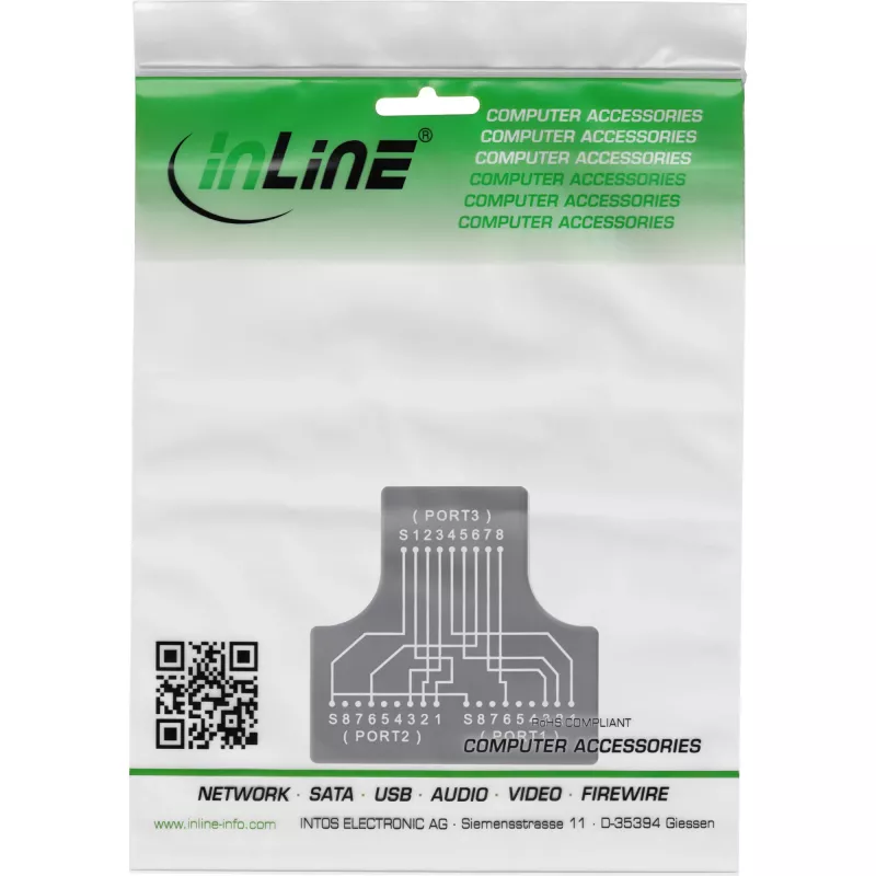 Adaptador en T InLine Cat.5e STP de conector hembra RJ45 a 2x conector hembra RJ45 negro