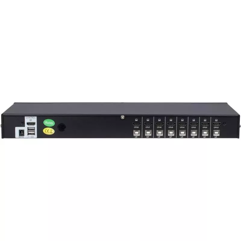 Conmutador KVM Inter-Tech AS-9108HA para montaje en rack negro