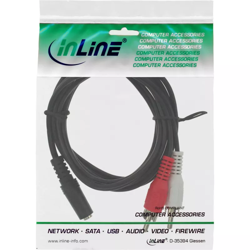 Cable de audio 2x conector RCA / conector hembra estéreo de 3,5 mm 2 m InLine 89940C