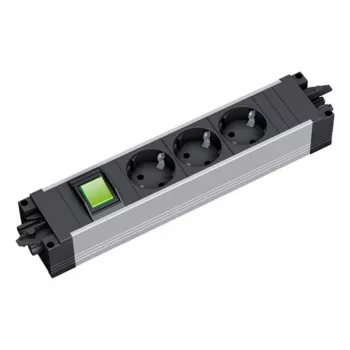 Regleta de enchufes Bachmann STEP ALU 3x tomas, 1x interruptor, carcasa de aluminio, 230V 16A, IP20