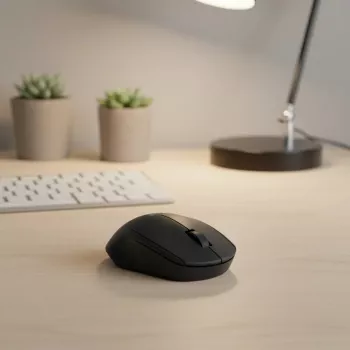 Logitech M330 SILENT PLUS — Ratón inalámbrico, para diestros, 1000 DPI, 3 botones, rueda de desplazamiento, negro, a pilas