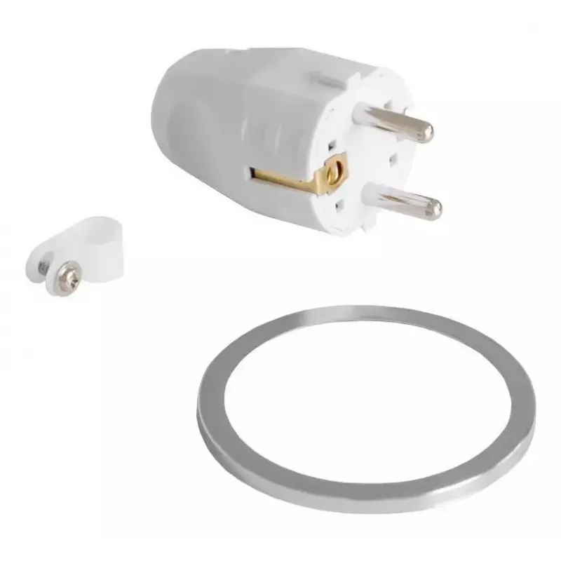 Toma de mesa empotrable Bachmann PIX con cable de alimentación de 2 m, blanco, Ø 6,8 cm, altura 50 mm