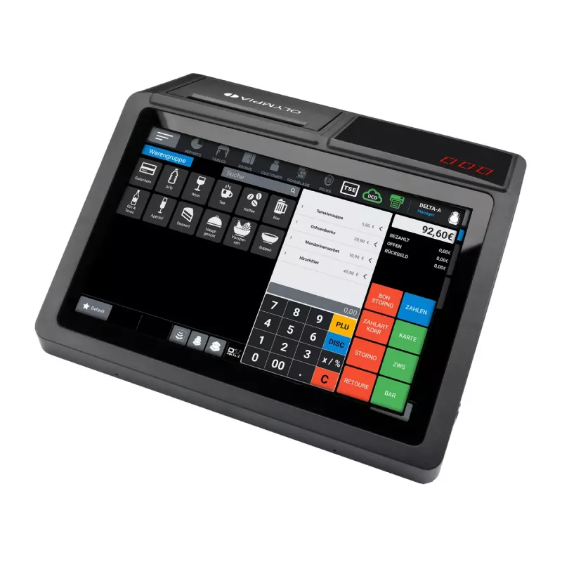 Caja registradora Olympia T110 impresora térmica directa, 100000 PLUs, pantalla LED (10,1 pulgadas)