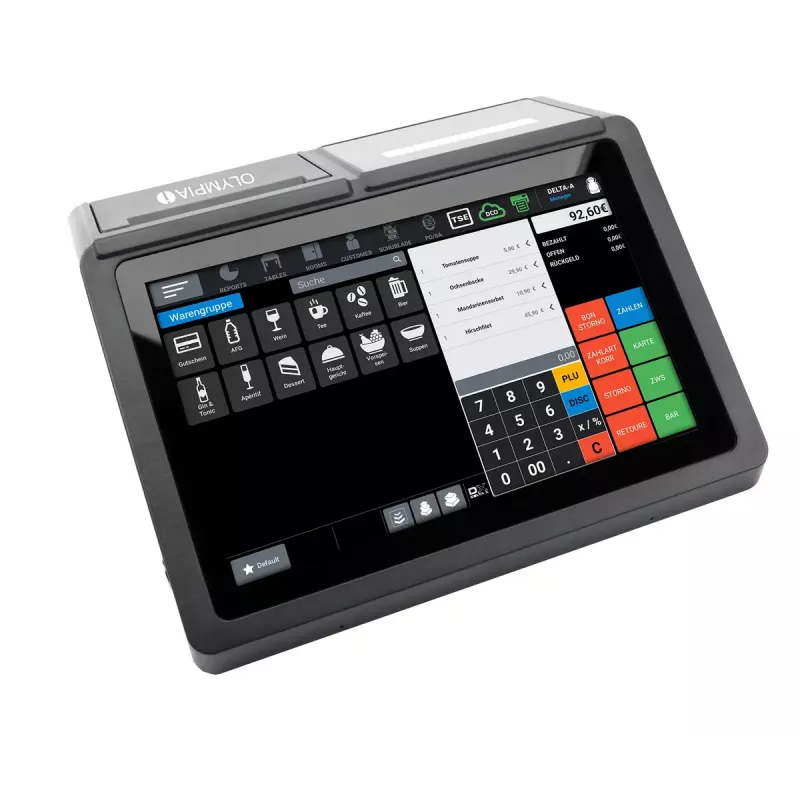 Caja registradora Olympia T110 impresora térmica directa, 100000 PLUs, pantalla LED (10,1 pulgadas)