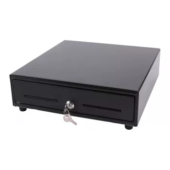 Cajón portamonedas electrónico Olympia SD 330A, carcasa de metal, entrada 12–14 V, ancho 335 mm, fondo 330 mm, alto 104 mm, incluye 2 llaves