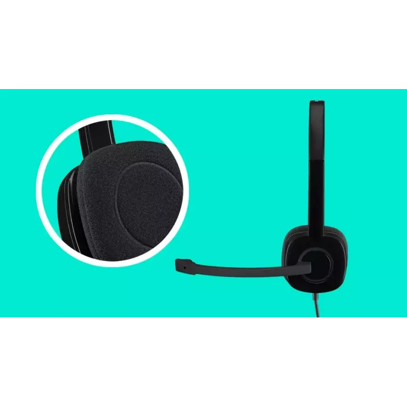 Logitech H151 auriculares estéreo con micrófono con cancelación de ruido, con cable, negro