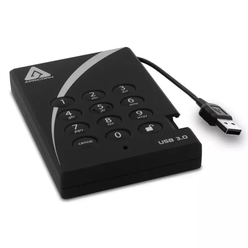 Disco duro externo Apricorn 500GB USB 3.2 Aegis Padlock