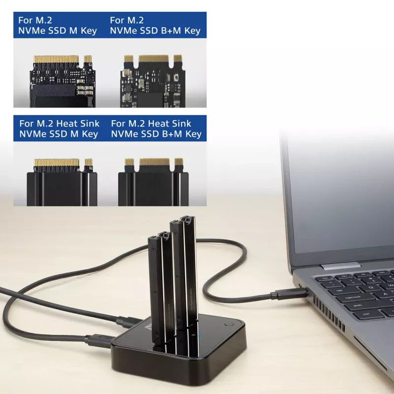 Estación de clonado con doble docking para SSD M.2 NVMe/PCIe ACT, USB-C 3.2 Gen2