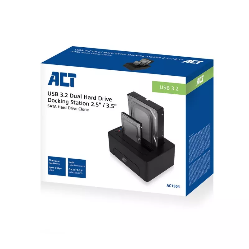 Docking station doble para HDD/SSD SATA de 2,5