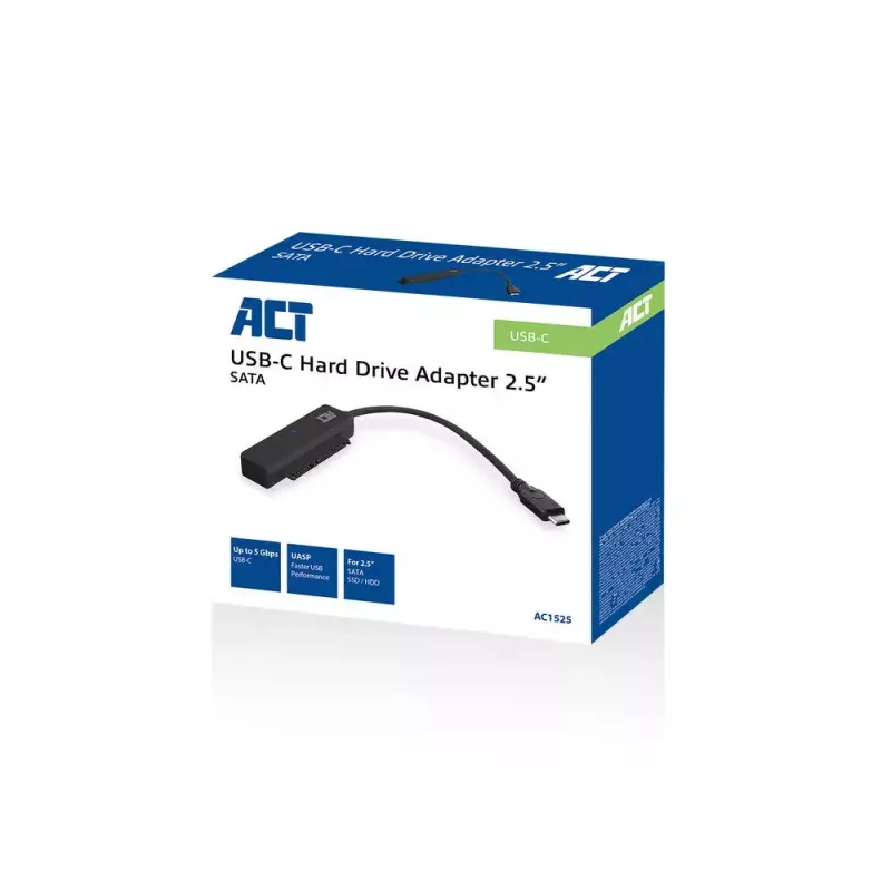 Cable adaptador USB-C ACT para disco/SSD SATA de 2,5 inch AC1525 0,15 m negro