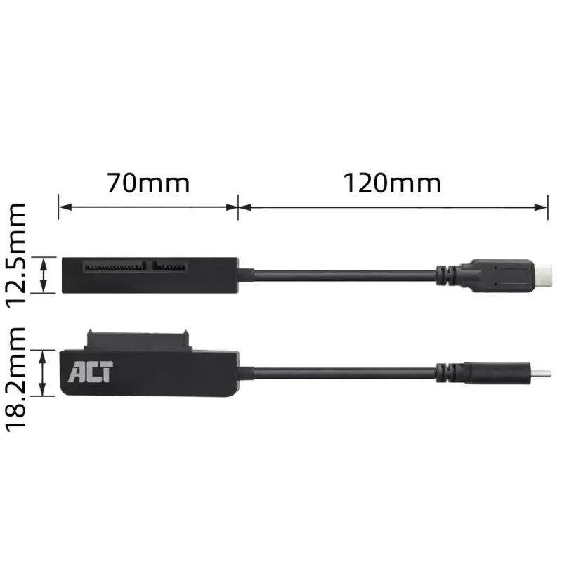 Cable adaptador USB-C ACT para disco/SSD SATA de 2,5 inch AC1525 0,15 m negro