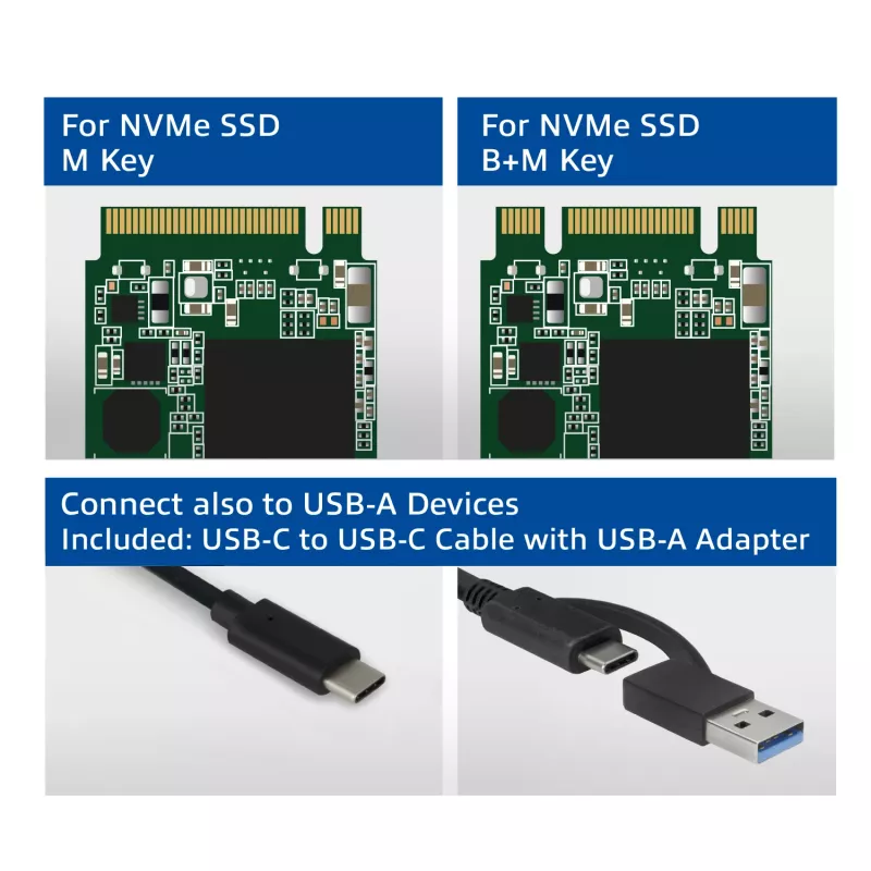 Carcasa SSD ACT AC1615 USB-C M.2 NVMe PCIe 10 Gbit/s negro
