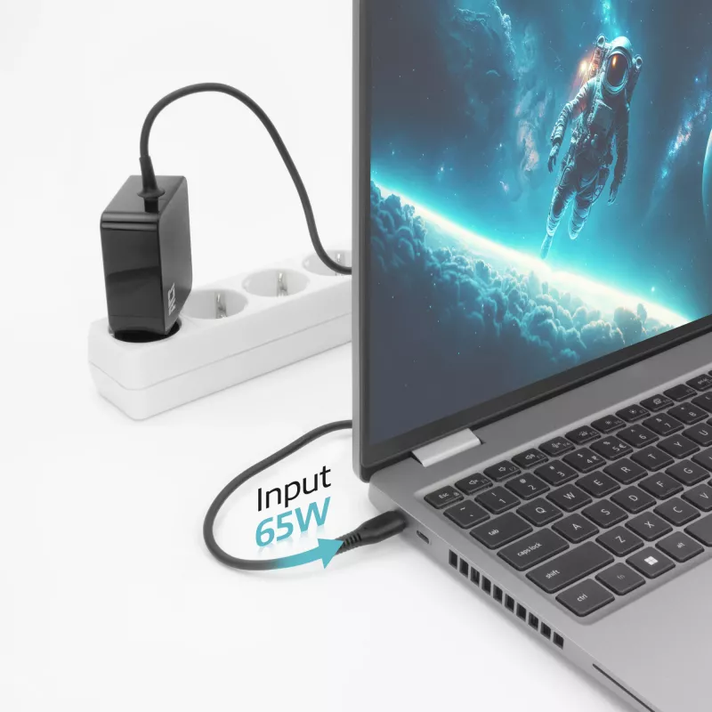 Fuente de alimentación para portátil USB-C ACT 65W con perfiles Power Delivery, 2 metros