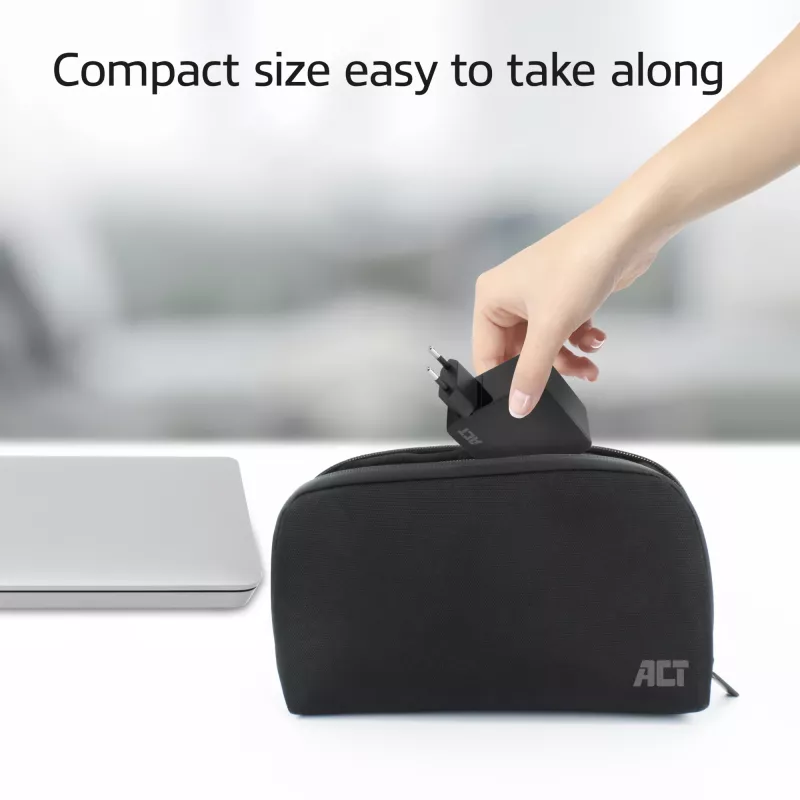 Fuente de alimentación para portátil USB-C ACT 65W con perfiles Power Delivery, 2 metros