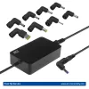 Cargador slim para portátil ACT AC2055 de 65 W, para portátiles de hasta 15,6 pulgadas, 8 puntas, 3 m, negro