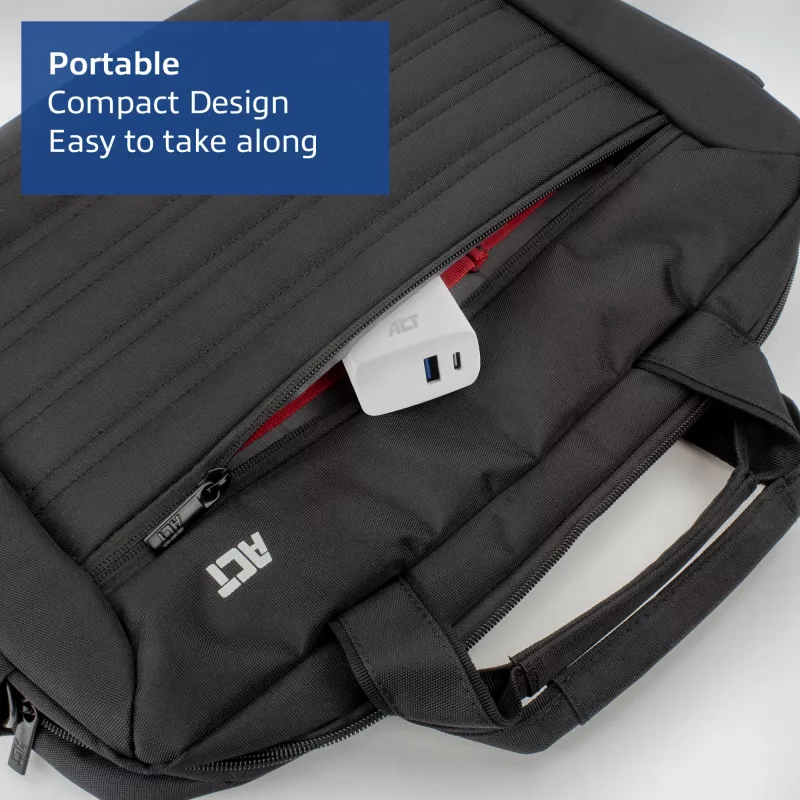Cargador USB-C y USB-A ACT 20 W con Power Delivery PPS, Quick Charge, GaNFast