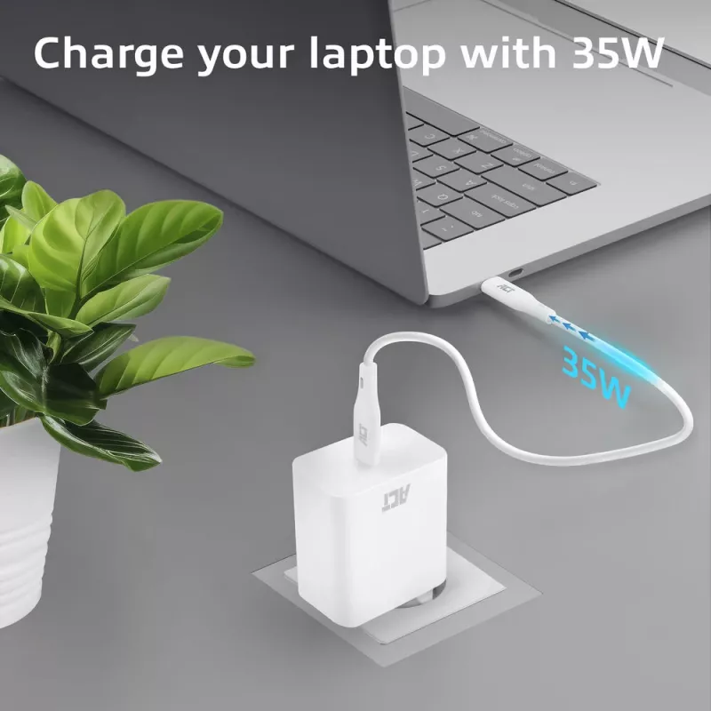 Cargador USB-C ACT 35W Power Delivery PPS GaNFast universal
