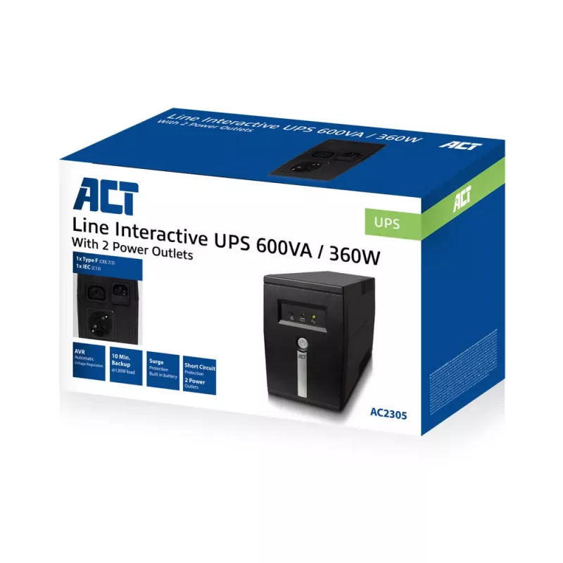 SAI ACT AC2305 line-interactive 600 VA (0,6 kVA), 360 W, 2 salidas AC