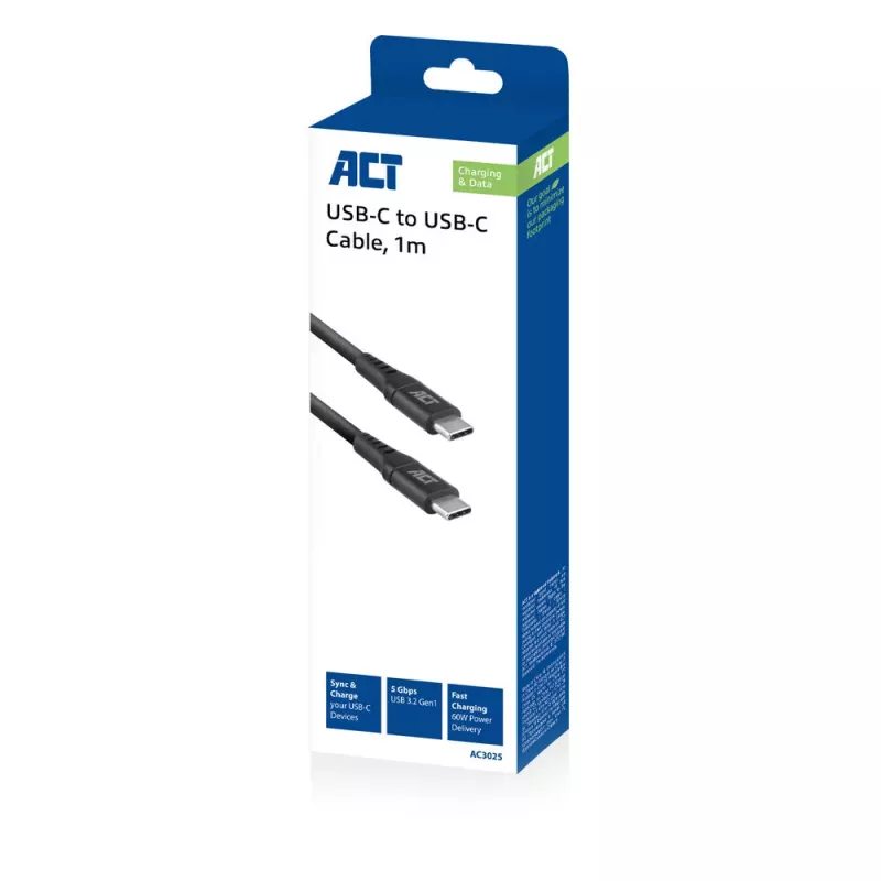 Cable de carga/datos USB 3.2 Gen1 ACT macho C – macho C, 1 metro