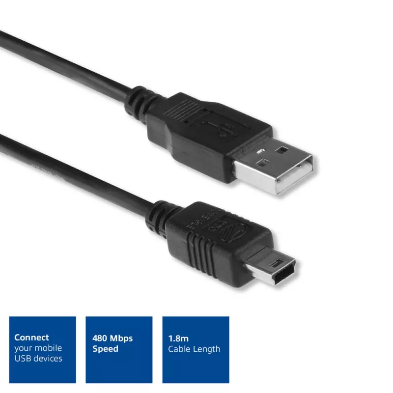 Cable de conexión USB 2.0 ACT macho A - macho Mini-B 1,8 metros