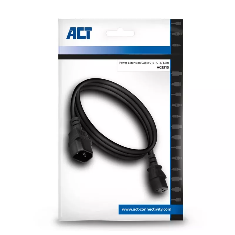 Cable de alimentación C13 C14 negro 1,8 m ACT Powercord