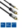 Cable de conexión de audio de alta calidad ACT 5 metros 1x conector jack 3,5 mm – 2x conector RCA