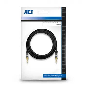 Cable de conexión de audio estéreo de alta calidad ACT 1,5 m jack 3,5 mm macho – macho