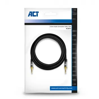 Cable de conexión de audio estéreo de alta calidad ACT 5 metros jack 3,5 mm macho - macho