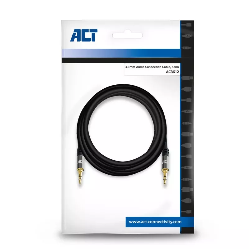 Cable de conexión de audio estéreo de alta calidad ACT 5 metros jack 3,5 mm macho - macho