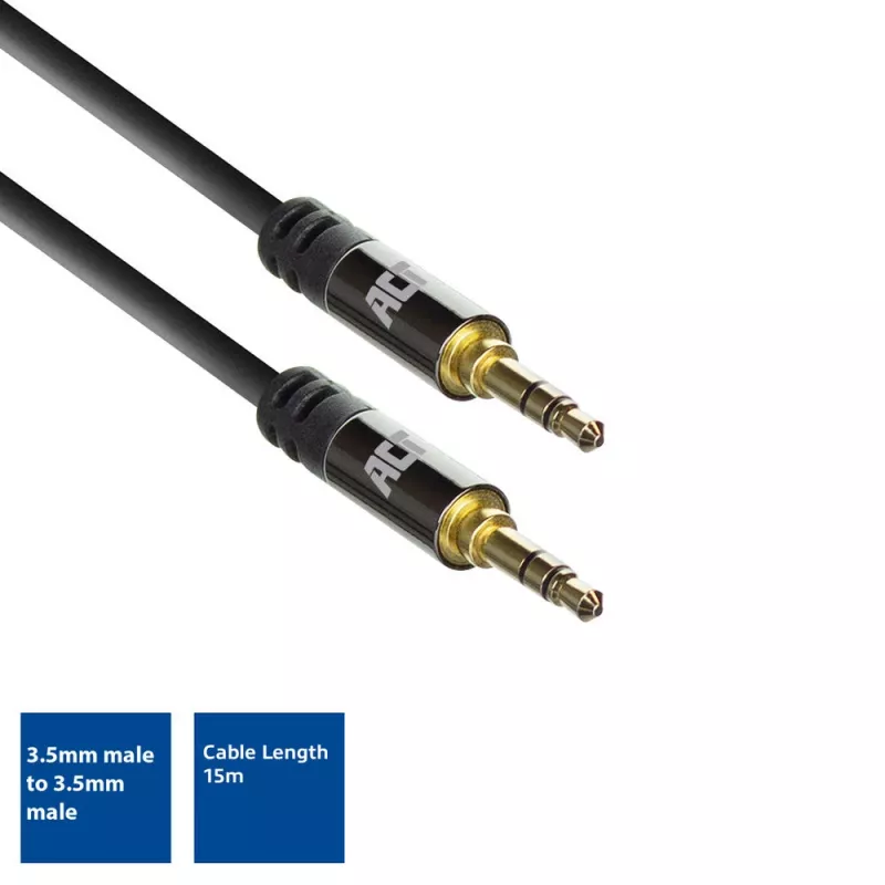 Cable de conexión de audio de alta calidad ACT 15 metros conector jack 3,5 mm macho - macho