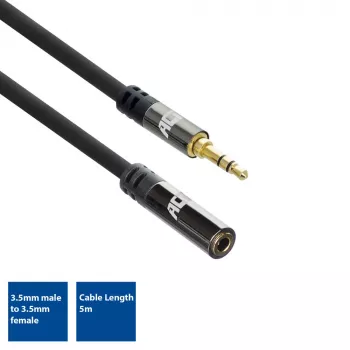 ACT cable de extensión de audio de alta calidad de 5 metros, conector jack estéreo de 3,5 mm macho a hembra