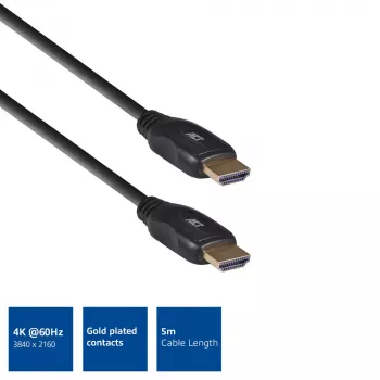 ACT cable de vídeo HDMI Ultra High Speed v2.0 de 5 metros, conector HDMI-A macho - HDMI-A macho