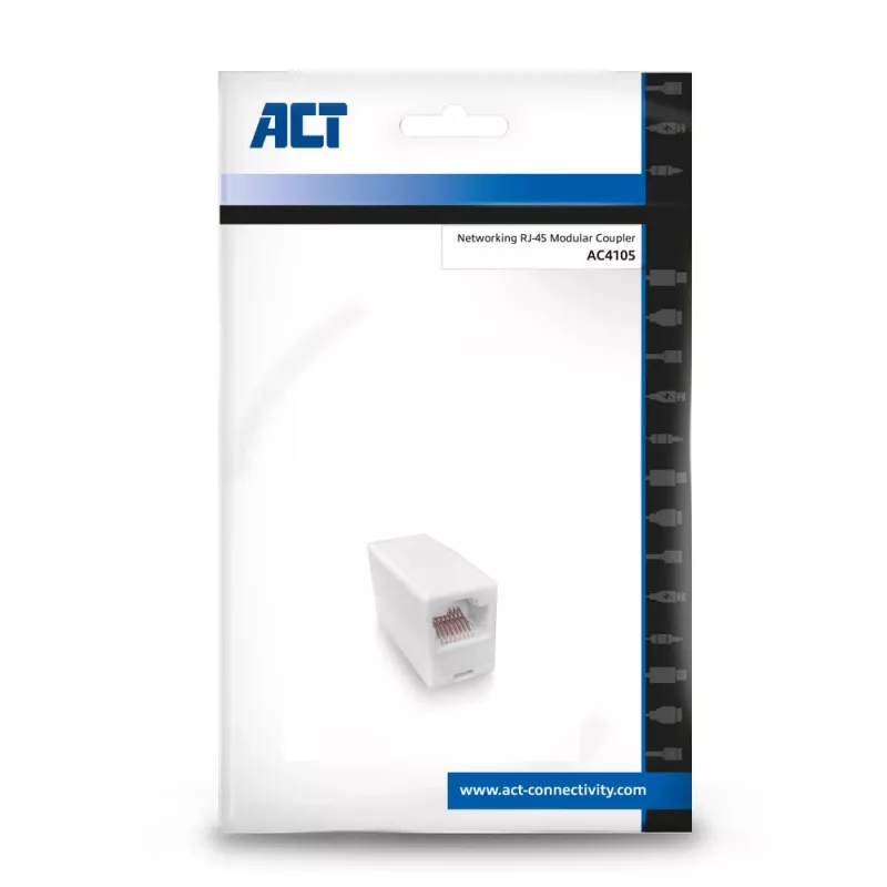 Acoplador modular RJ-45 ACT AC4105 blanco, conexión 1 RJ-45, conexión 2 RJ-45