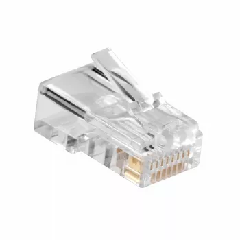 Conector modular CAT5E RJ-45 ACT AC4110 macho plateado transparente, 10 uds.