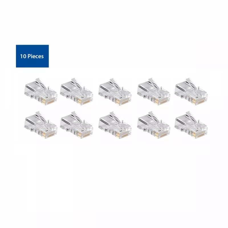 Conector modular CAT5E RJ-45 ACT AC4110 macho plateado transparente, 10 uds.