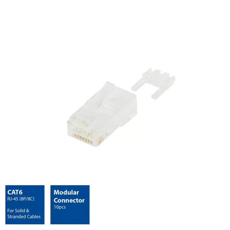 Conector modular RJ-45 CAT6 ACT, 10 uds.