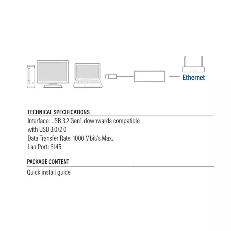 Tarjeta de red ACT AC4410 Ethernet 1000 Mbit/s por cable USB