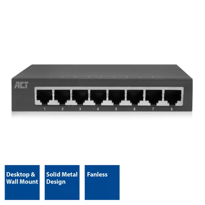 Switch no gestionado ACT AC4418 8 puertos Gigabit Ethernet 10/100/1000