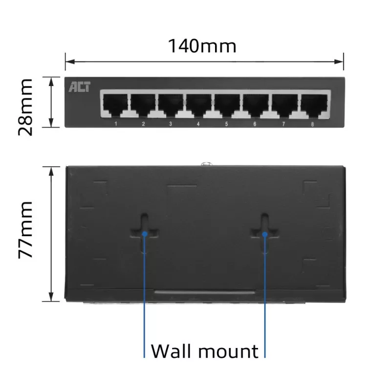 Switch no gestionado ACT AC4418 8 puertos Gigabit Ethernet 10/100/1000