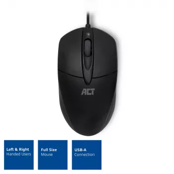Ratón óptico con cable ACT 1000 DPI, USB